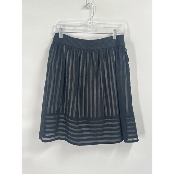 Cynthia Steffe Black Stripe Sheer Pencil Skirt Sz 6 Cotton Blend - Picture 4 of 5